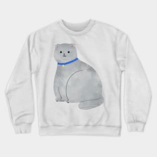 scottish fold cat, Grey Cat Crewneck Sweatshirt